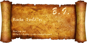 Bada Iván névjegykártya